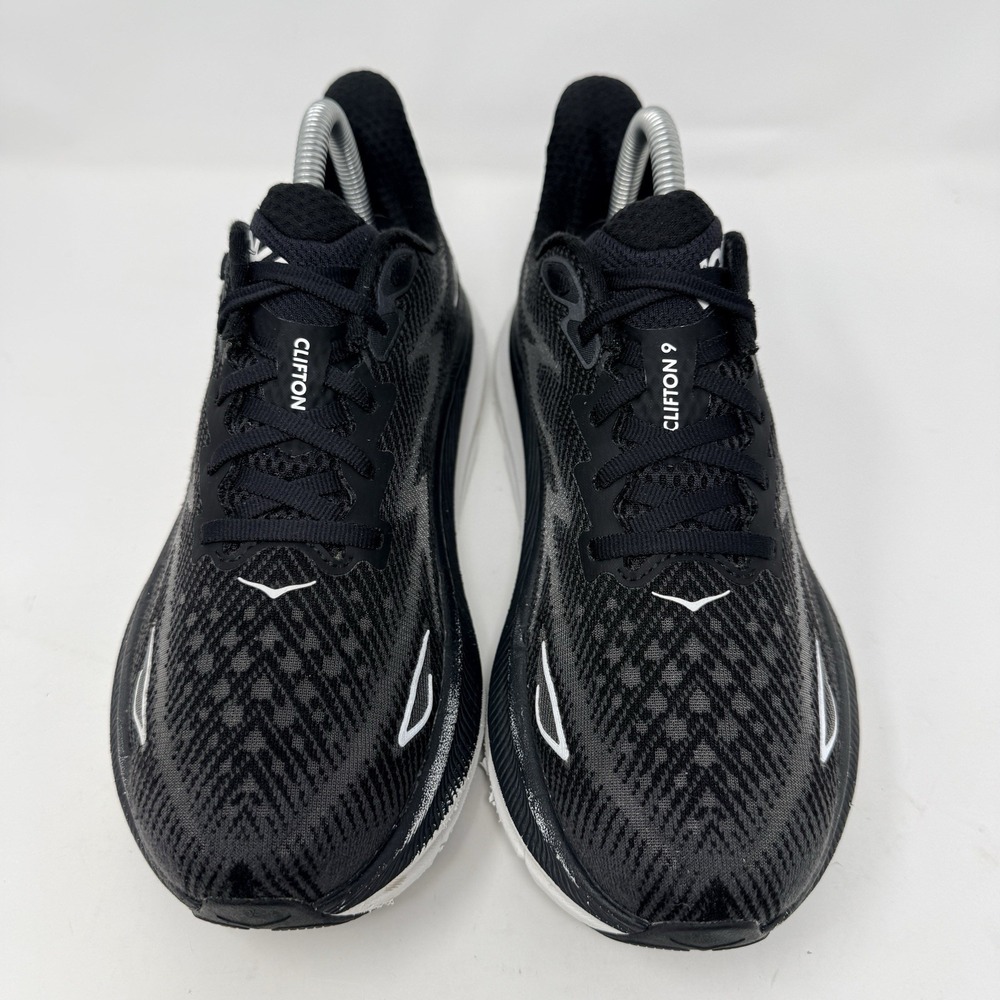 Hoka One One Womens Clifton 9 Size 7.5B Running Shoes 1127896 BWHT Black White - Picture 4 of 10